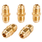 LTWFITTING Brass 3/8 Inch OD Flare Union,Brass Flare Tube Fitting(Pack of 5)