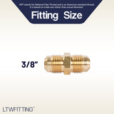 LTWFITTING Brass 3/8 Inch OD Flare Union,Brass Flare Tube Fitting(Pack of 25)