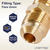 LTWFITTING Brass 3/8 Inch OD Flare Union,Brass Flare Tube Fitting(Pack of 5)
