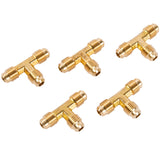 LTWFITTING Brass 1/4 Inch OD Flare Tee,Brass Flare Tube Fitting(Pack of 5)