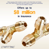 LTWFITTING Brass 1/4 Inch OD Flare Tee,Brass Flare Tube Fitting(Pack of 25)