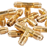 LTWFITTING Brass 1/4 Inch OD Flare Tee,Brass Flare Tube Fitting(Pack of 25)
