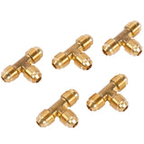 LTWFITTING Brass 3/8 Inch OD Flare Tee,Brass Flare Tube Fitting(Pack of 5)