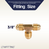 LTWFITTING Brass 3/8 Inch OD Flare Tee,Brass Flare Tube Fitting(Pack of 20)