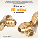 LTWFITTING Brass 3/8 Inch OD Flare Tee,Brass Flare Tube Fitting(Pack of 5)