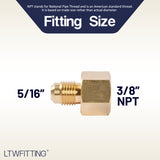 LTWFITTING Brass Flare 5/16 Inch OD x 3/8 Inch Female NPT Female Connector Tube Fitting(Pack of 5)