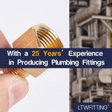 LTWFITTING Brass Flare 5/16 Inch OD x 3/8 Inch Female NPT Female Connector Tube Fitting(Pack of 5)