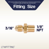 LTWFITTING Brass 45 Degree Flare 3/16 Inch OD x 1/8 Inch Male NPT Connector Tube Fitting(Pack of 5)
