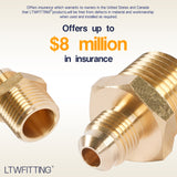LTWFITTING Brass Flare 5/16 Inch OD x 1/2 Inch Male NPT Connector Tube Fitting(Pack of 5)