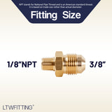 LTWFITTING Brass Flare 3/8 Inch OD x 1/8 Inch Male NPT Connector Tube Fitting(pack of 30)