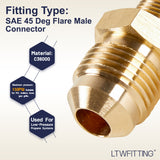 LTWFITTING Brass Flare 3/8 Inch OD x 1/8 Inch Male NPT Connector Tube Fitting(pack of 5)