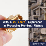 LTWFITTING Brass Flare 3/8 Inch OD x 1/8 Inch Male NPT Connector Tube Fitting(pack of 5)