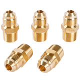 LTWFITTING Brass Flare 3/8 Inch OD x 3/8 Inch Male NPT Connector Tube Fitting (Pack of 5)