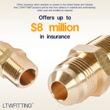 LTWFITTING Brass Flare 3/8 Inch OD x 3/8 Inch Male NPT Connector Tube Fitting (Pack of 5)
