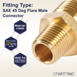 LTWFITTING Brass Flare 1/2 Inch OD x 1/4 Inch Male NPT Connector Tube Fitting(pack of 200)