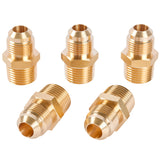 LTWFITTING Brass Flare 1/2 Inch OD x 1/2 Inch Male NPT Connector Tube Fitting(Pack of 5)