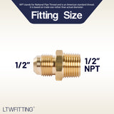 LTWFITTING Brass Flare 1/2 Inch OD x 1/2 Inch Male NPT Connector Tube Fitting(Pack of 150)