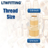 LTWFITTING Assortment Kit Tube OD (3/8" 1/2" 5/8" 3/4") x 3/4" Male NPT Brass Flare Connector Set (Pack of 8)