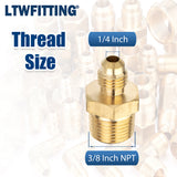 LTWFITTING Assortment Kit Tube OD (1/4" 5/16" 3/8" 1/2") x 3/8" Male NPT Brass Flare Connector Set (Pack of 20)
