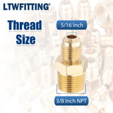 LTWFITTING Assortment Kit Tube OD (1/4" 5/16" 3/8" 1/2") x 3/8" Male NPT Brass Flare Connector Set (Pack of 20)