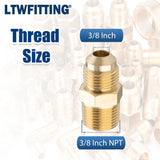 LTWFITTING Assortment Kit Tube OD (1/4" 5/16" 3/8" 1/2") x 3/8" Male NPT Brass Flare Connector Set (Pack of 20)