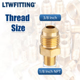 LTWFITTING Assortment Kit Tube OD (3/16" 1/4" 5/16" 3/8") x 1/8" Male NPT Brass Flare Connector Set (Pack of 40)