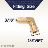 LTWFITTING Brass Flare 3/16 Inch OD x 1/8 Inch Male NPT 90 Degree Elbow Tube Fitting (Pack of 300)