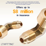 LTWFITTING Brass Flare 1/4 Inch OD x 3/8 Inch Male NPT 90 Degree Elbow Tube Fitting (Pack of 5)
