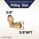 LTWFITTING Brass Flare3/8 OD x 3/8 Inch Male NPT 90 Degree Elbow Tube Fitting (Pack of 25)