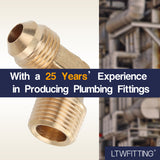 LTWFITTING Brass Flare3/8 OD x 3/8 Inch Male NPT 90 Degree Elbow Tube Fitting (Pack of 25)