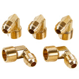 LTWFITTING Brass Flare3/8 Inch OD x 1/2 Inch Male NPT 90 Degree Elbow Tube Fitting (Pack of 5)