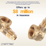 LTWFITTING Brass 1/4 Inch OD x 1/4 Inch Female NPT 45 Deg Flare 90 Degree Flare Elbow Tube Fitting(Pack of 250)