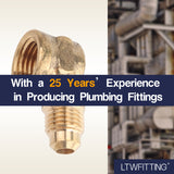 LTWFITTING Brass 1/4 Inch OD x 1/4 Inch Female NPT 45 Deg Flare 90 Degree Flare Elbow Tube Fitting(Pack of 250)