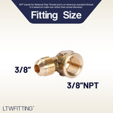 LTWFITTING Brass 3/8 Inch OD x 3/8 Inch Female NPT 45 Deg Flare 90 Degree Flare Elbow Tube Fitting(Pack of 20)