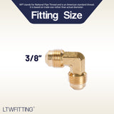 LTWFITTING Brass 3/8 Inch OD 90 Degree Flare Union Elbow,Brass Flare Tube Fitting(Pack of 5)