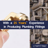 LTWFITTING Brass 3/8 Inch OD 90 Degree Flare Union Elbow,Brass Flare Tube Fitting(Pack of 5)