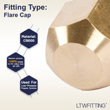 LTWFITTING Brass 3/8 Inch OD Flare Cap, Brass Flare Tube Fitting(Pack of 50)