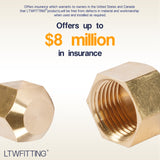 LTWFITTING Brass 3/8 Inch OD Flare Cap, Brass Flare Tube Fitting(Pack of 50)