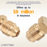 LTWFITTING Brass Flare 1/4 Inch OD Plug, Brass Flare Tube Fitting(Pack of 50)