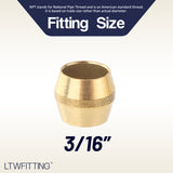 LTWFITTING 3/16-Inch Brass Compression Sleeves Ferrels,Brass Compression Fitting(Pack of 250)