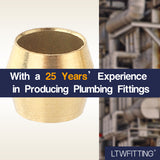 LTWFITTING 3/16-Inch Brass Compression Sleeves Ferrels,Brass Compression Fitting(Pack of 250)
