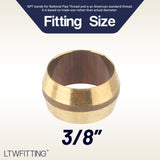 LTWFITTING 3/8-Inch Brass Compression Sleeves Ferrels,Brass Compression Fitting(Pack of 250)
