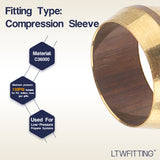LTWFITTING 3/8-Inch Brass Compression Sleeves Ferrels,Brass Compression Fitting(Pack of 50)
