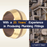 LTWFITTING 3/8-Inch Brass Compression Sleeves Ferrels,Brass Compression Fitting(Pack of 250)