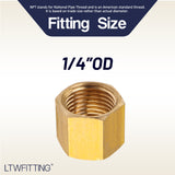 LTWFITTING1/4 inch Brass Compression Nut,Brass Compression Fitting(Pack of 25)