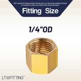 LTWFITTING1/4-Inch Brass Compression Nut,Brass Compression Fitting(Pack of 25)