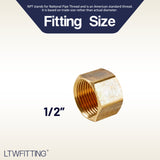 LTWFITTING 1/2 inch Brass Compression Cap Stop Valve Cap,Brass Compression Fitting(Pack of 500)
