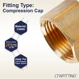LTWFITTING 1/2 inch Brass Compression Cap Stop Valve Cap,Brass Compression Fitting(Pack of 60)