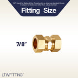 LTWFITTING 7/8 inch OD Compression Union,Brass Compression Fitting(Pack of 10)