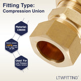 LTWFITTING 7/8 inch OD Compression Union,Brass Compression Fitting(Pack of 10)